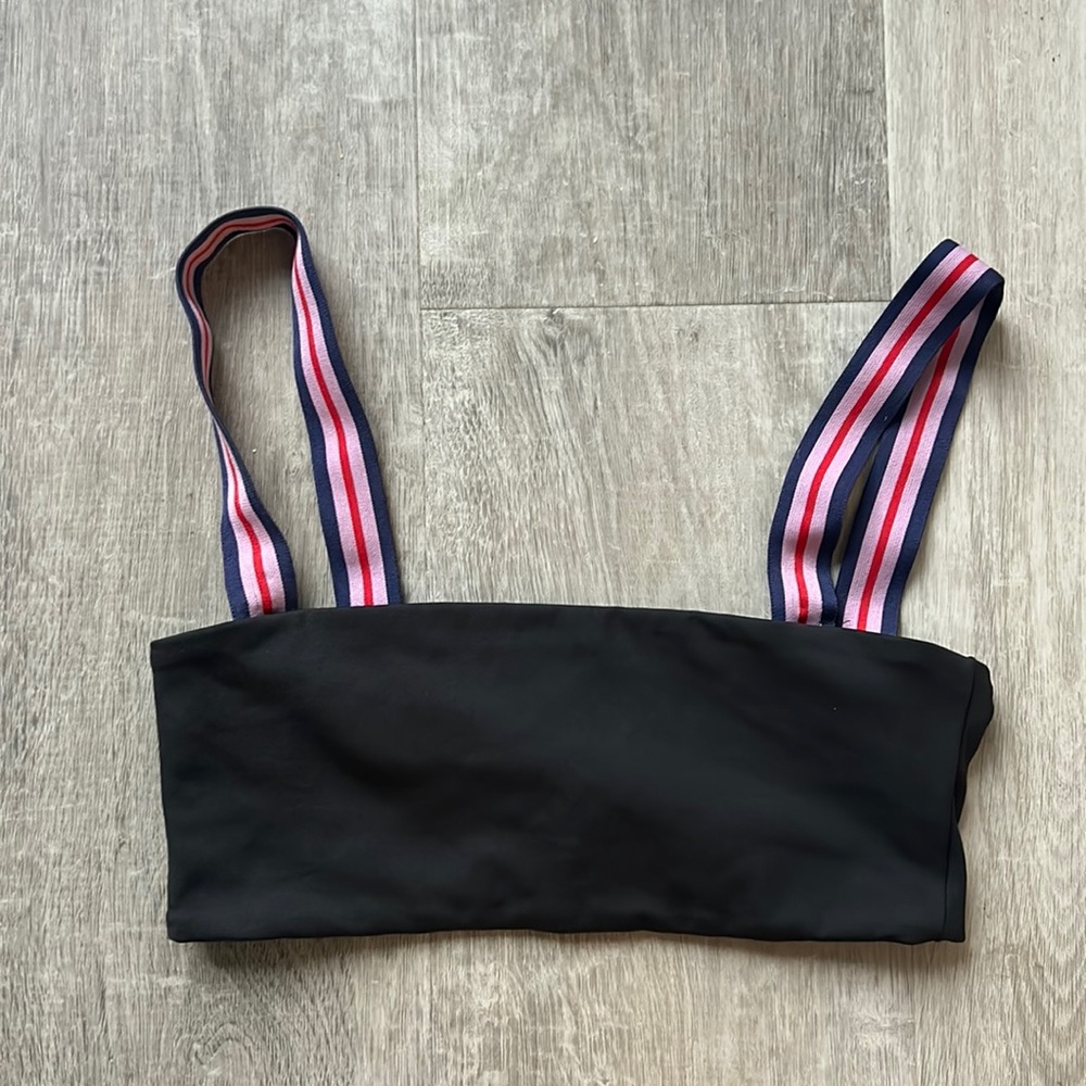 HERS - black sports bra with colorful straps